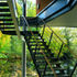 Escape stairs are strongly detailed in steel