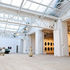 Art gallery interior, retained roof trusses