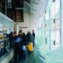 Glass panels by artist Keiko Mukaide ameliorate the impact of the 1970s building opposite