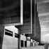 The exterior concrete fins on the facade