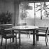 The dining room with sliding windows