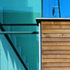 Detail os wooden cladding and glass