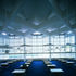 Desks in the reading room take advantage of the view