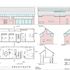 House type D plans, section and elevations