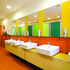 Thrislington WC cubicles in green hues