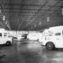 Interior of ambulance garage with spaceframe roof