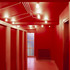 The WCs have been painted bright red