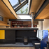 View from living space to kitchen at mezzanine level
