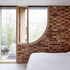 Curved window frame in the master bedroom