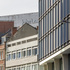 Concrete columns surround the building