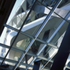 The glass roof is supported by a grid of steel flats