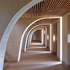 Timber battens compose the ceiling