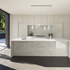 The white marble of the kitchen take centre stage