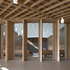 The ceilings are formed of grids of timber joists and beams