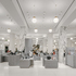 Light fittings are in the form of white acrylic globes
