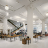 Glacial whiteness prevails, with white walls, white plaster or marble columns and a white terrazzo floor