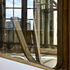 Closeup of diagonal desk oak supports