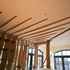 View up to ceiling ribs from bed