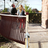 The curved balusters to the walkway