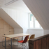Dining Area with full height storage in birch ply as well as under eaves storage. New timber framed dormer windows with triple glazing. (Phase II - masionette)