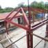 Steel frame for extension is erected