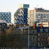 The shorter of the towers contains office accommodation, the taller is residential