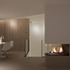 Second floor - night shot of fireplace, stair & table