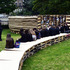 A class sat on the bench during the festival
