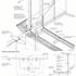 Details of glazed curtain wall with steel bracing and supports