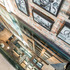 Memorial wall and glass panes from third to first floors
