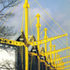Structural masts running the length of the building