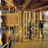 Open balcony overlooking the atrium in one of the timber towers