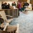 foyer bar and seats made from recycled palettes