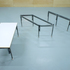 DESKS: Custom designed desks are easily collapsable and adjustable allowing for the space to be rearranged at short notice depending on need and age of users.