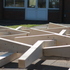 CNC-milled lattice pieces pre-assembled on the school playground