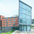 Protected entrance and courtyard on the north side of the building