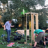 Erecting the central arches with rammed earth foundations