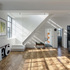 White metal stairs leading to the roof