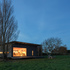 The cabin at night