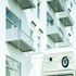 View of balconies and mural panel