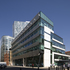 Glazed south elevation facing the City with stainless steel woven brise solei 