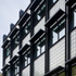 Detail of facade with canitlevered glass blocks