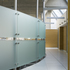 Entrances to consulting rooms screened from waiting area