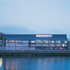 Evening shot across the docks; the subtle reflection of the building is captured by the river