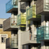 Details of projecting balconies overlooking park