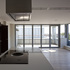 Interior of top floor penthouse overlooking gardens 