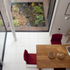 Looking down into double height dining area