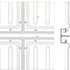 Detail of elevation and section of junction between vertical and horizontal cladding rails