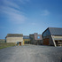 Exterior view of barn and glazed roof over the kitchen