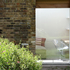 View through glazing to studio interior
